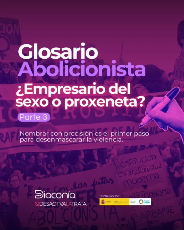 ¿Empresario o intermediario de una violencia sistemática hacia los cuerpos y deseo de las mujeres? 
Desenmascaremos términos que invisibilizan una estructura patriarcal y violenta. Sigue de cerca nuestro #GlosarioAbolicionista cada semana. 
 #ProstituciónNoEsTrabajo  #desactivalatrata #violencia #empresario