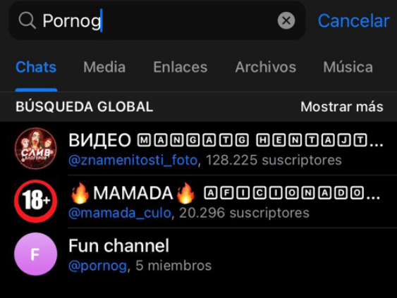 Captura de pantalla Telegram